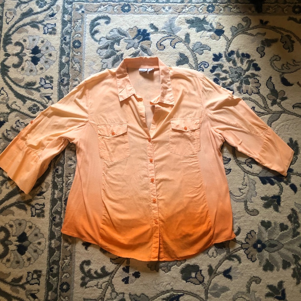 Caribbean Joe 2X Orange Ombré Button Up Shirt